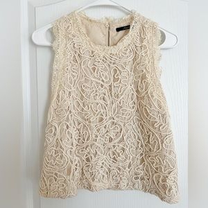 Cream Lacy Large Sleeveless Top